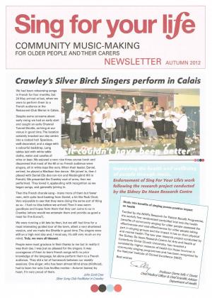 Click to view SIng for your Life Autumn 2012 newsletter 