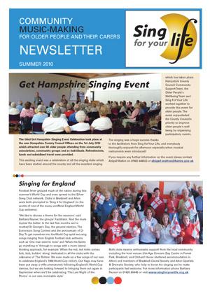 Click to download Sing for your life Summer 2010 newsletter